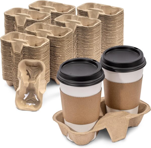 2 Cup Molded Fiber Holder/Carrier 100 Pcs 100 Piece/bag