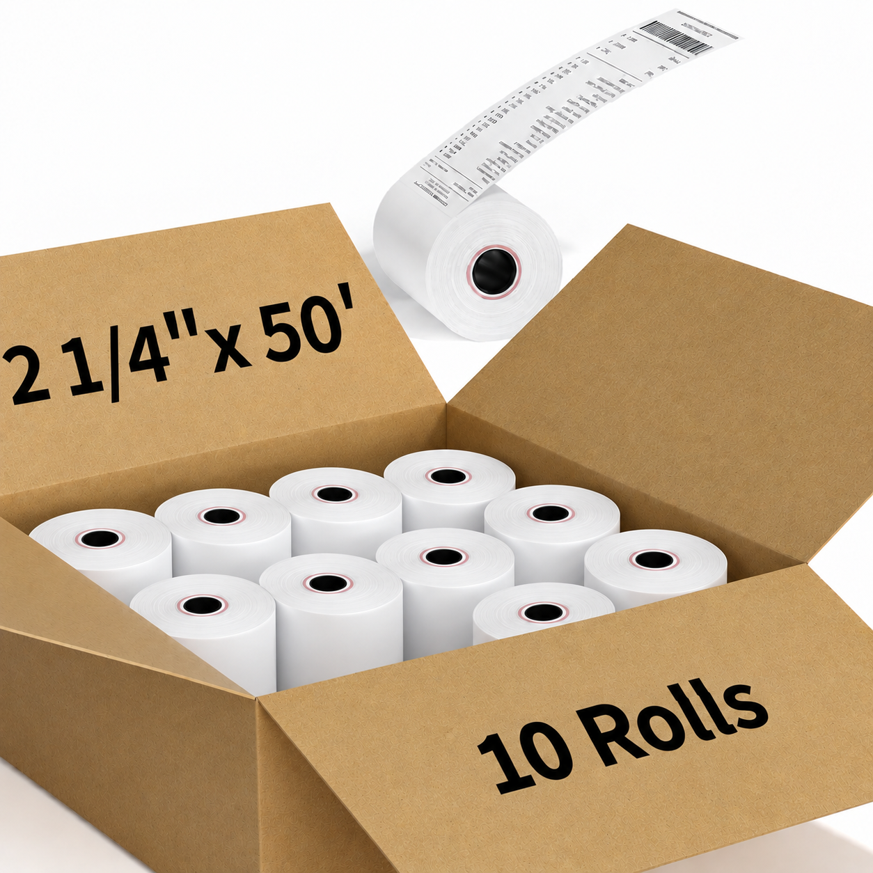 Watson Distributing 2 1/4" x 50' Phenol-Free (BPA & BPS) Thermal Paper, 10 Rolls/Case - Image 2