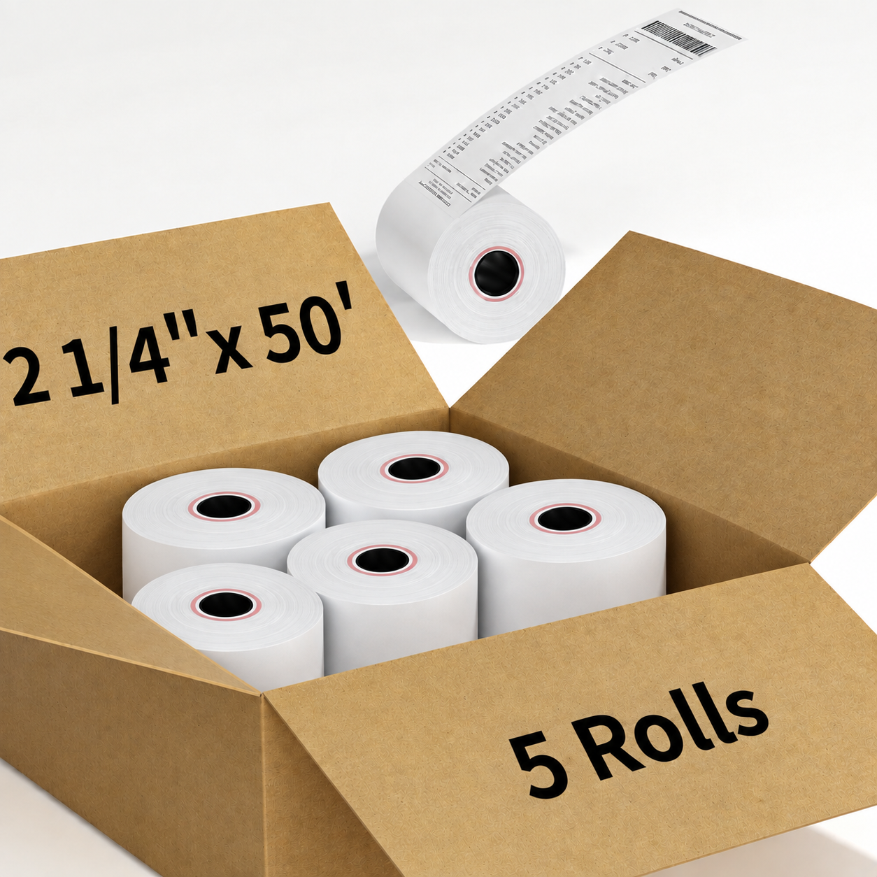 Watson Distributing 2 1/4" x 50' Phenol-Free (BPA & BPS) Thermal Paper, 5 Rolls/Case - Image 2