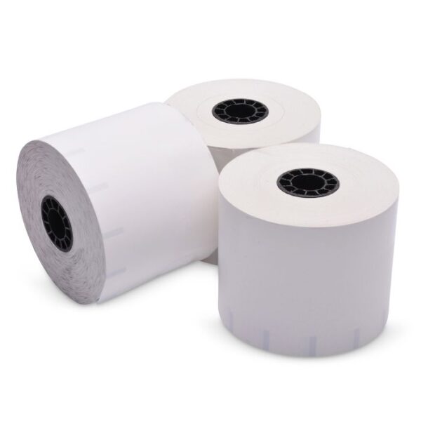 80 mm x 375 ft Iconex Sticky Media Ultra-Lite, 30 per Carton, 55 GSM Facestock, 100 mm OD, 1 in Sense Mark Repeat