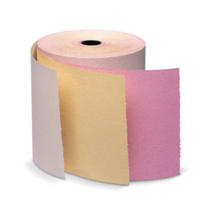 Iconex 3 in x 67 ft Three-Ply Carbonless Paper, White/Canary/Pink, 50 Per Carton - Image 4