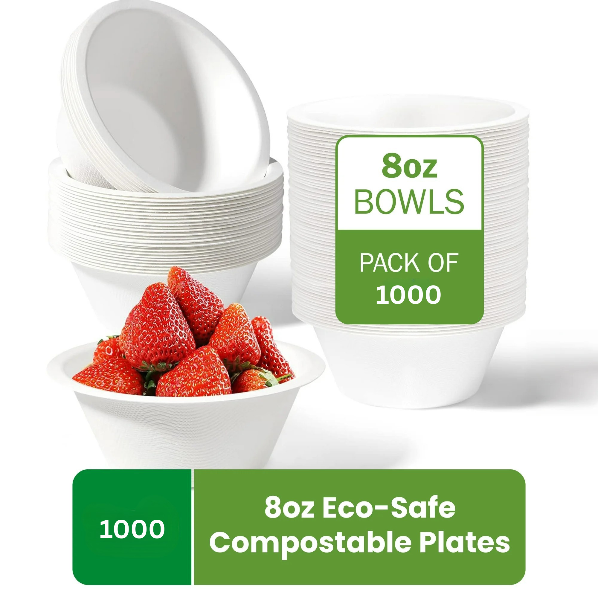 Watson Distributing 8 OZ Eco-friendly Bagasse Rice Bowl White 1000/case - Image 5