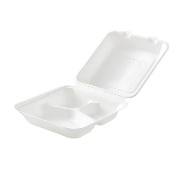 8.25" X 7.55" Clamshell MFPP Container 3-compartment Center Slide Lock 150/case - Image 5