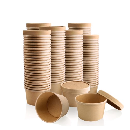 12 OZ Paper Ice Cream/soup Cup With Paper Lid Combo Brown 250 Sets/case - Image 5