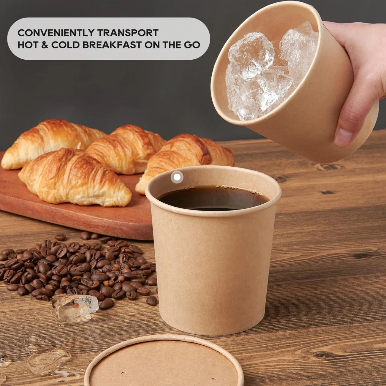 12 OZ Paper Ice Cream/soup Cup With Paper Lid Combo Brown 250 Sets/case - Image 4