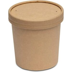 16 OZ Double Poly-coated Paper Food Cup With Vented Plastic Lid Combo 250 Sets/case