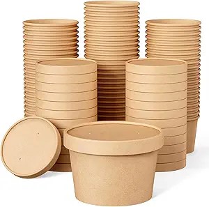 8 OZ Paper Ice Cream/soup Cup With Vented Paper Lid Combo Brown 250/case - Image 3