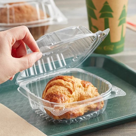 5-3/8" X 5-1/4" X 2-5/8" Container Plastic Clear Hinged 500/case - Image 5