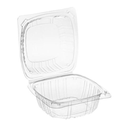 6" X 6" X 3.5" Clear 1-compt Pet Hinged-lid Container 200/case - Image 2