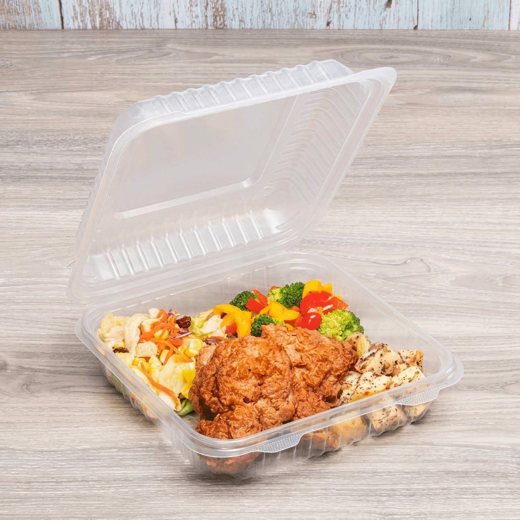 Watson Distributing 9" X 9" X 3" Clear Pet Plastic Hinged-lid Take-Out Container 200/case