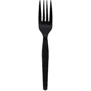 Medium Weight Plastic Fork Black 5.8" 1000/case
