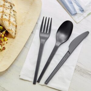 Heavy Weight Cutlery Black Set 7" Fork, Knife, Spoon, Napkin 250/case