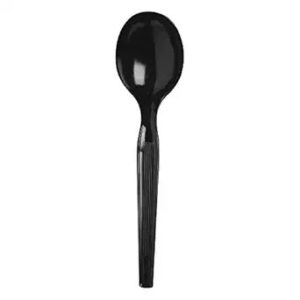 Medium Weight Plastic Soup Spoon Black 5.5" 1000/case