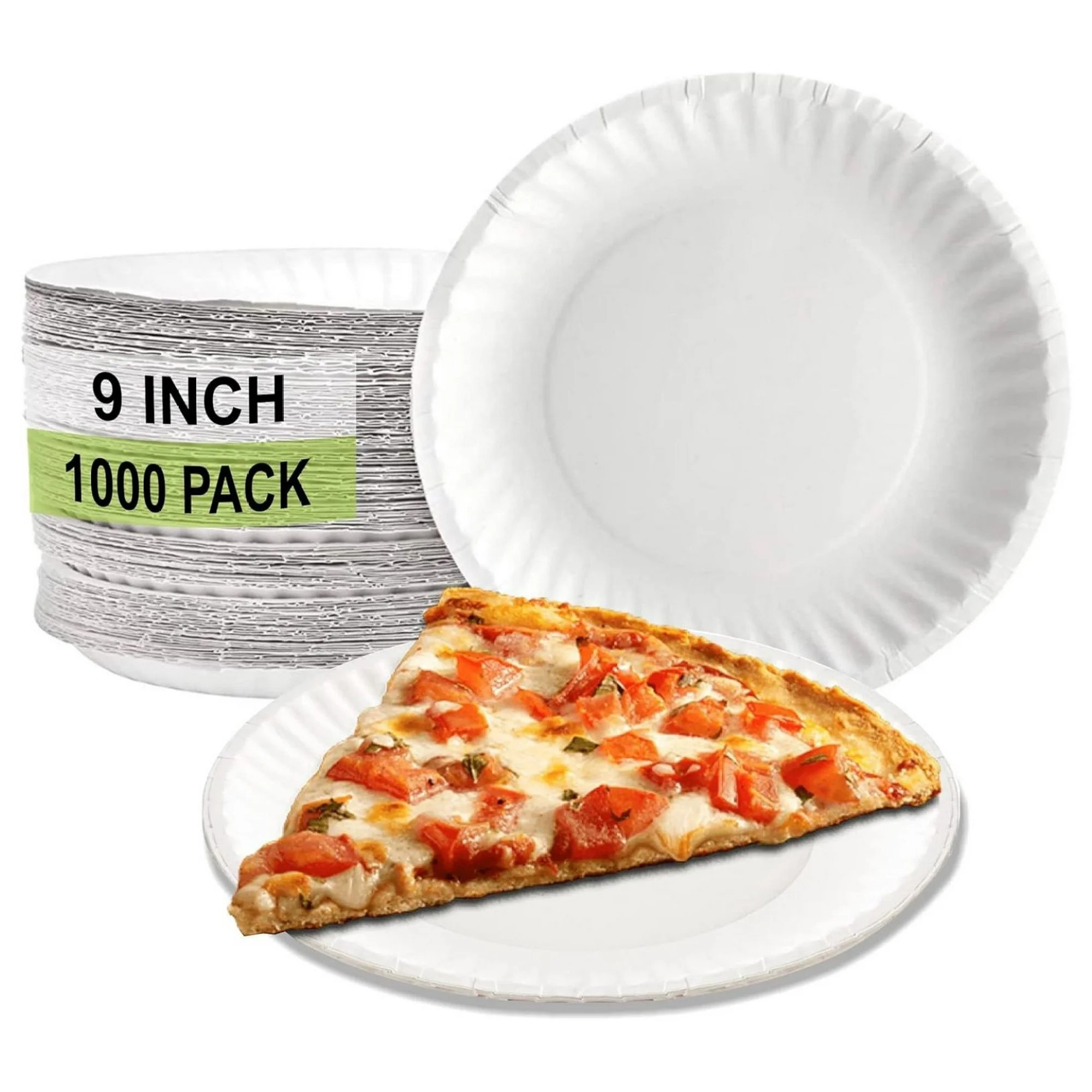 9" White Uncoated Paper Plate 1000/case - Image 3