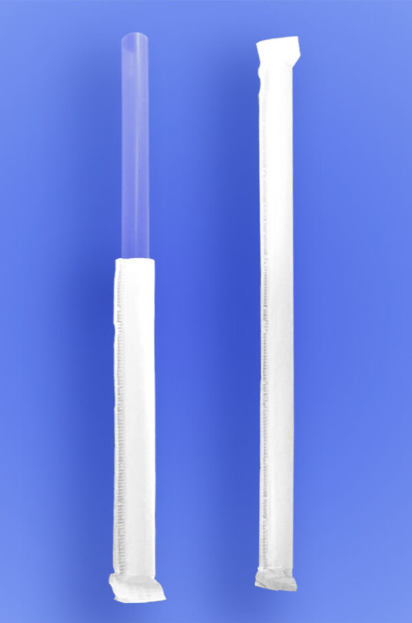 7-3/4" Plastic Straw Jumbo Paper-wrapped Clear 9600/case)