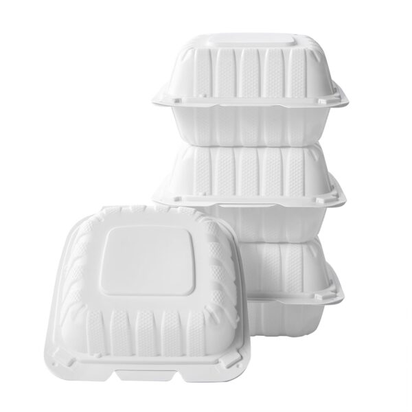 6" X 6" Clamshell Mfpp Container 1-compartment Corner Lock 250/case)