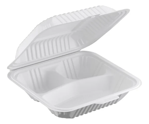 8.25" X 7.55" Clamshell Mfpp Container 3-compartment Center Slide Lock 150/case)