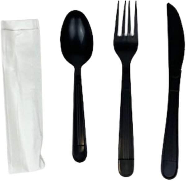 Heavy Weight Cutlery Black Set 7" Fork, Knife, Spoon, Napkin 250/case)
