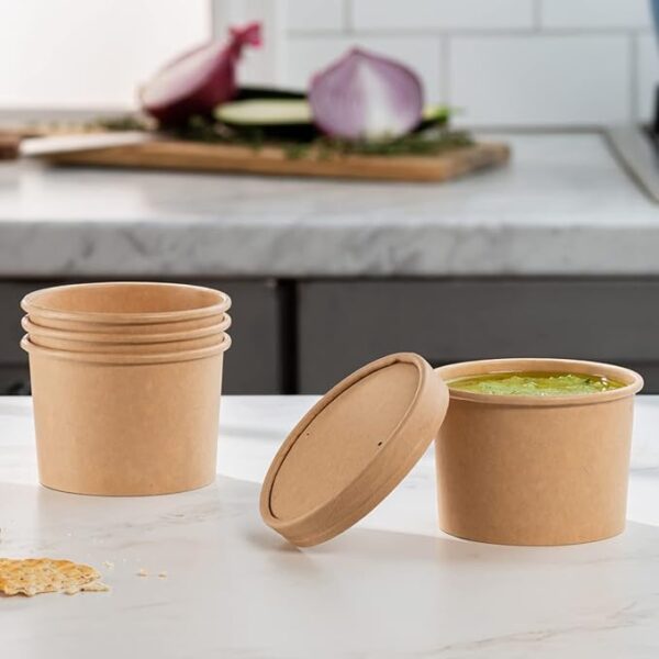 12 Oz Paper Ice Cream/soup Cup With Paper Lid Combo Brown 250 Sets/case)
