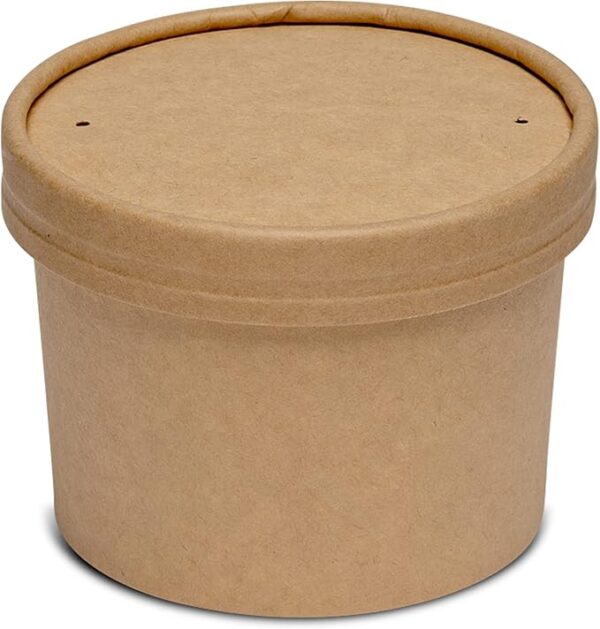 12 Oz Paper Ice Cream/soup Cup With Paper Lid Combo Brown 250 Sets/case)