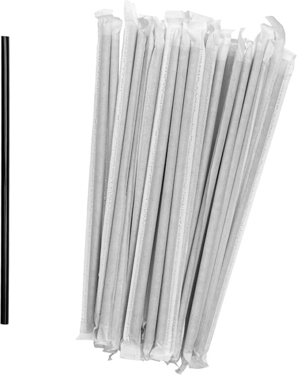 7-3/4" Paper Straw Jumbo Paper-wrapped Black 2000/case)