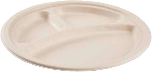 10" Plate Round Bagasse 3-compartment 500/case)