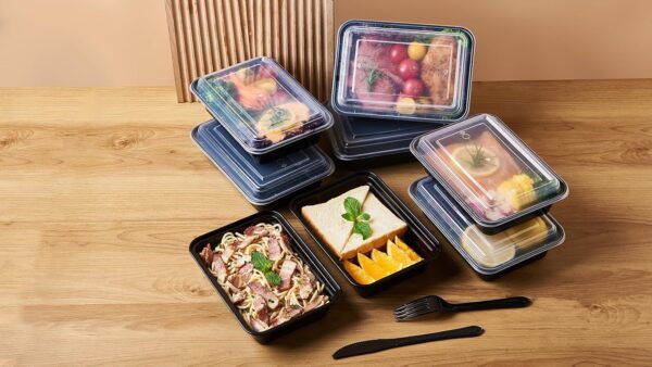 24 Oz Rectangular Microwaveable Container With Lid 150/case)